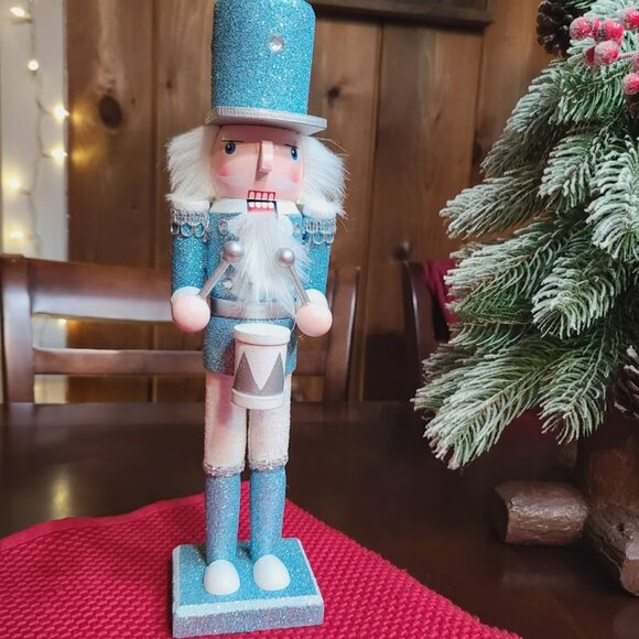 Blue Christmas Nutcracker Soldier Holiday Decor Wooden Statue Xmas Decoration - Picture 2 of 11